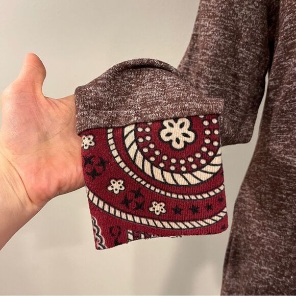 Reborn Paisley print long sleeve scoop neck sweater dress dress size large - Picture 3 of 12